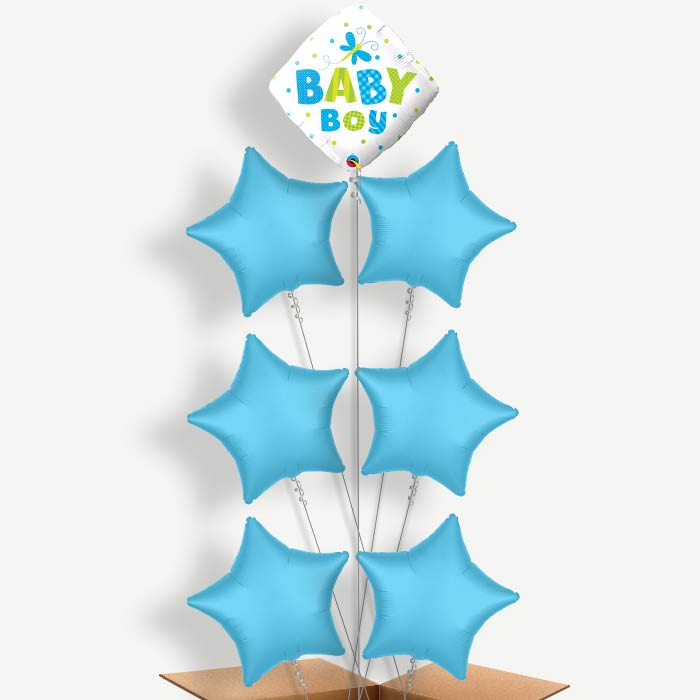 Dragonfly Baby Boy Balloon Arrangement Inflated with Helium | Party Save Smile
