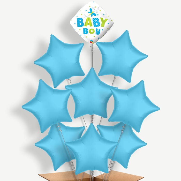 Dragonfly Baby Boy Balloon Bundle Inflated with Helium | Party Save Smile