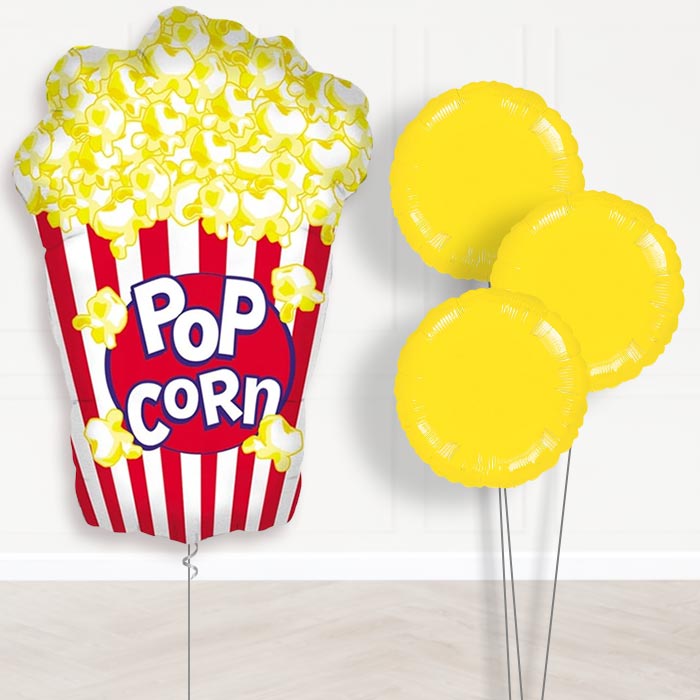 Popcorn Movie Inflated Helium Balloons Delivered - Plain Bouquet | Party Save Smile
