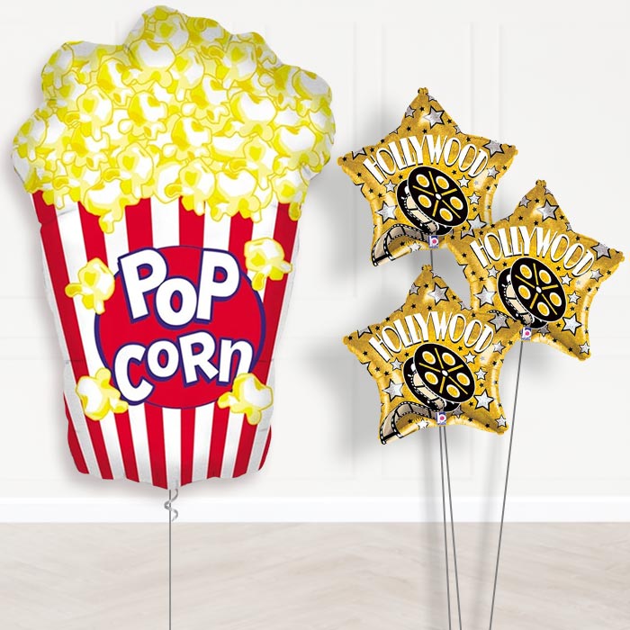 Popcorn Movie Inflated Helium Balloons Delivered - Themed Bouquet | Party Save Smile