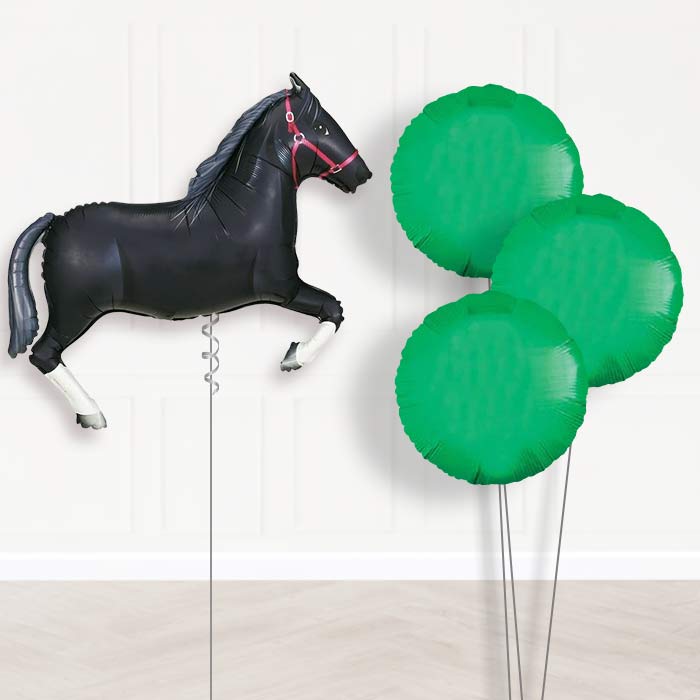 Helium Horse Balloons Delivered Inflated (Black) - Plain Bouquet | Party Save Smile