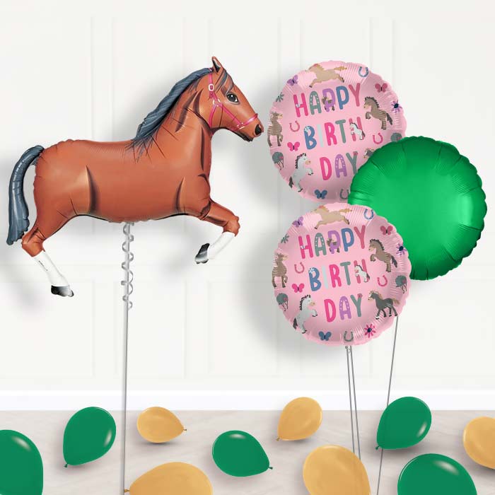 Dark Brown Horse Shaped Balloon Bouquet Delivery - 1 x Giant Balloon with Mixed Bouquet and Latex | Party Save Smile