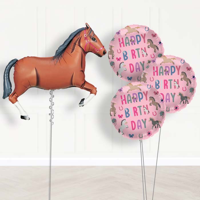 Helium Horse Balloons Delivered Inflated (D Brown) - Themed Bouquet | Party Save Smile