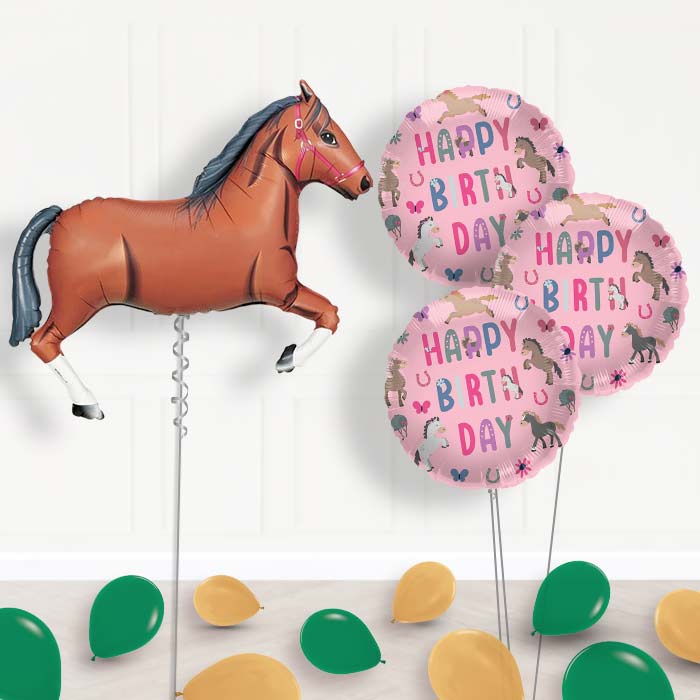 Helium Horse Balloons Delivered Inflated (D Brown) - Themed Bouquet and Latex | Party Save Smile