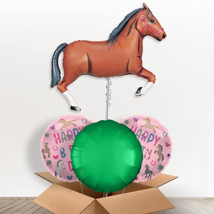Dark Brown Horse Shaped Helium Balloon in a Box - 1 x Giant Balloon with Mixed Balloons |Party Save Smile