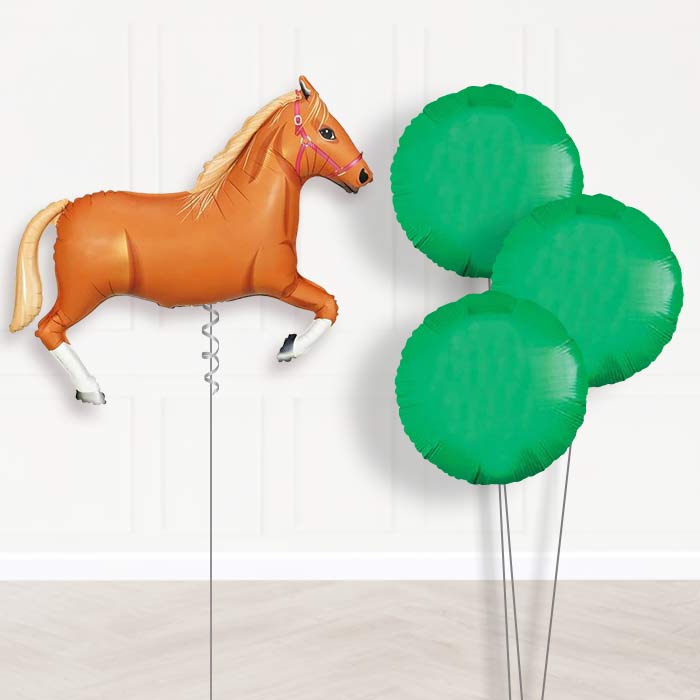 Helium Horse Balloons Delivered Inflated (L Brown) - Plain Bouquet | Party Save Smile