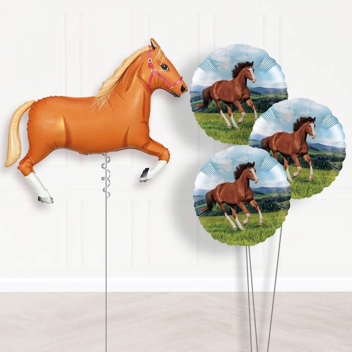 Helium Horse Balloons Delivered Inflated (L Brown) - Themed Bouquet | Party Save Smile