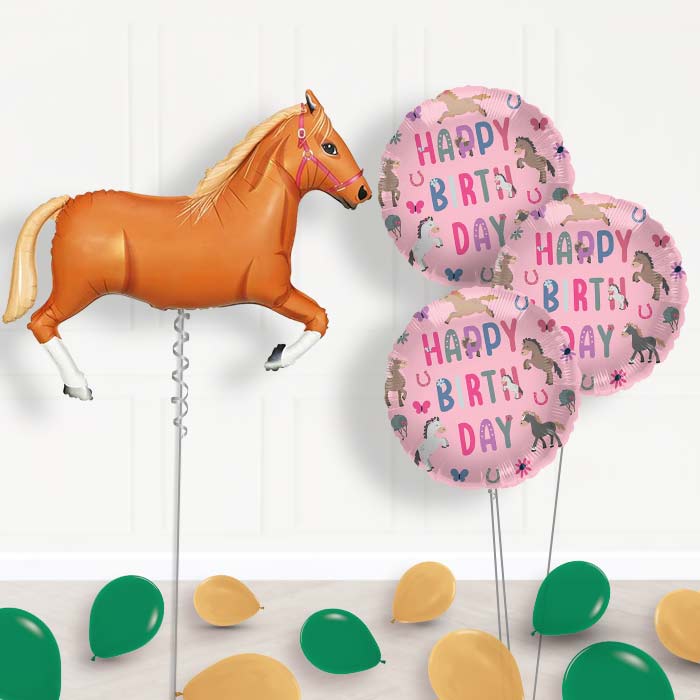 Helium Horse Balloons Delivered Inflated (L Brown) - Themed Bouquet and Latex | Party Save Smile