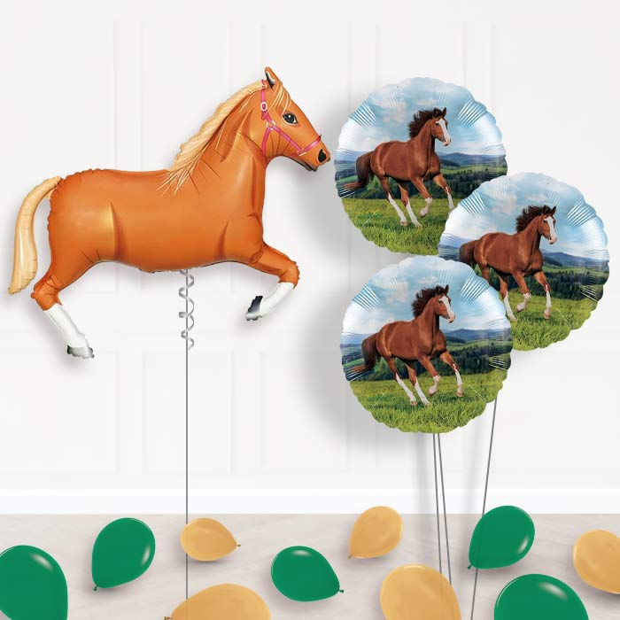 Helium Horse Balloons Delivered Inflated (L Brown) - Themed Bouquet and Latex | Party Save Smile