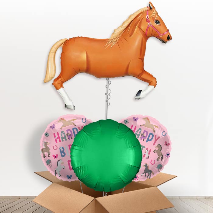 Light Brown Horse Helium Balloon in a Box - 1 x Giant Balloon with Mixed Balloons |Party Save Smile