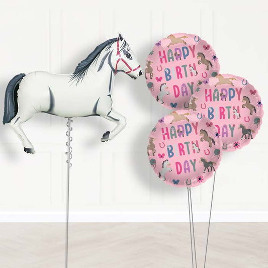 White Horse Inflated Helium Balloons Delivered - Themed Bouquet | Party Save Smile