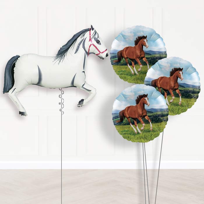 White Horse Inflated Helium Balloons Delivered - Themed Bouquet | Party Save Smile