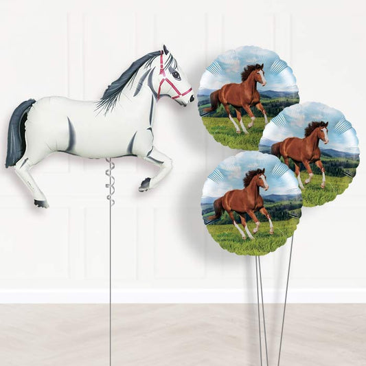 White Horse Inflated Helium Balloons Delivered - Themed Bouquet | Party Save Smile