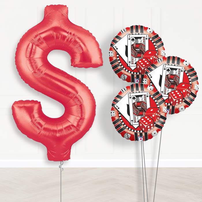 Dollar Sign Helium Balloon Bouquet Delivered in a Box - Themed Bouquet | Party Save Smile