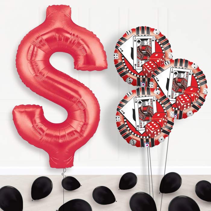 Dollar Sign Helium Balloon Bouquet Delivered in a Box - Themed Bouquet and Latex | Party Save Smile