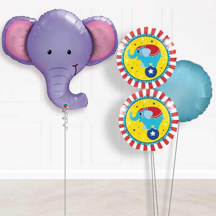 Elephant Head Inflated Helium Balloons Delivered-Giant Balloon + 2 Themed Balloons + 1 Plain Balloon 