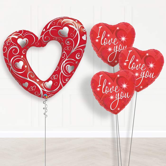 Heart Helium Balloon Bouquet in a Box - Themed Bouquet | Party Save Smile