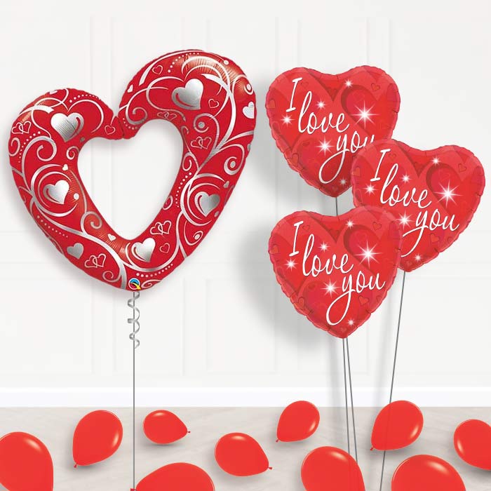 Heart Helium Balloon Bouquet in a Box - Themed Bouquet and Latex | Party Save Smile