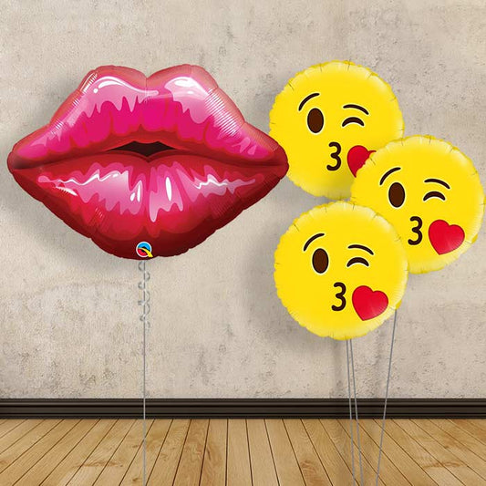 Kissy Lips Helium Balloon Display Package - Themed Bouquet | Party Save Smile