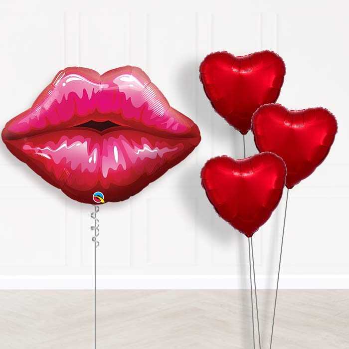 Kissy Lips Helium Balloon Display Package - Plain Bouquet | Party Save Smile