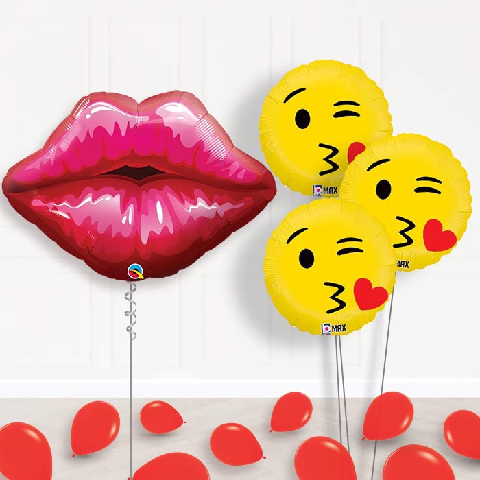 Kissy Lips Helium Balloon Display Package - Themed Bouquet and Latex | Party Save Smile