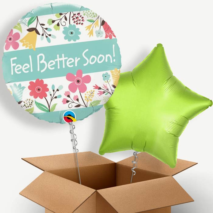 Get Well Soon (Floral) Helium Balloon Duo | Party Save Smile