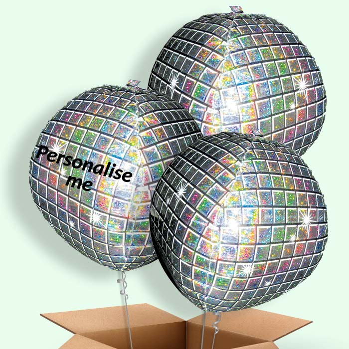 Trio of Disco Ball Orbz Helium Balloons
