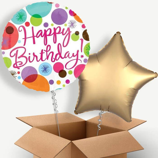 Happy Birthday Pastel Helium Balloon Pair | Party Save Smile