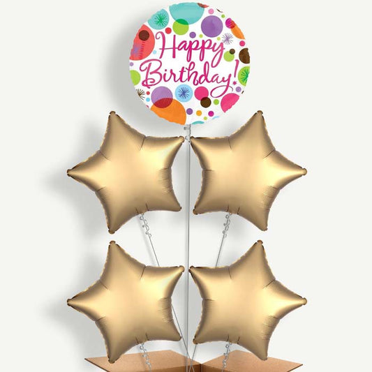 Happy Birthday Pastel Helium Cluster Balloons | Party Save Smile