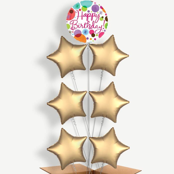 Happy Birthday Pastel Helium Balloon Arrangement | Party Save Smile