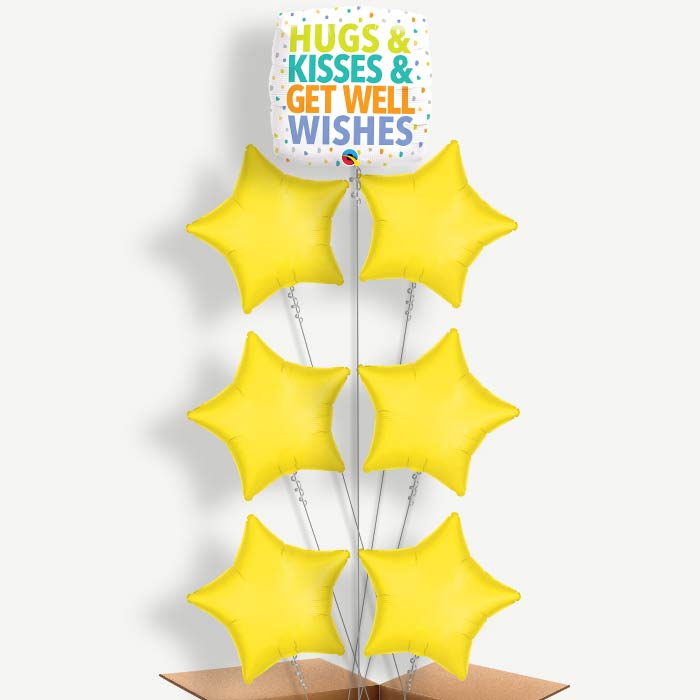Hug Kisses Get Well Wishes Helium Balloon Arrangement | Party Save Smile