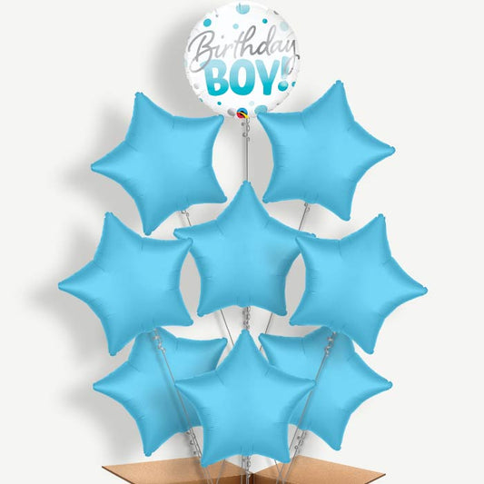 Blue Dot Birthday Boy Helium Balloon Bundle | Party Save Smile