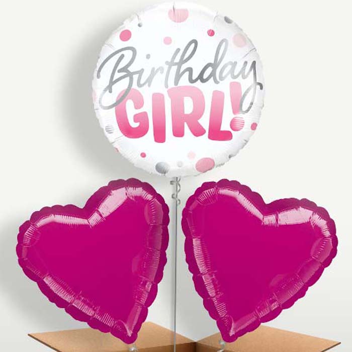 Birthday Girl Bunch of Balloons inflated with Helium | Party Save Smile