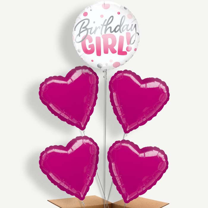 Birthday Girl Balloon Cluster Inflated with Helium | Party Save Smile