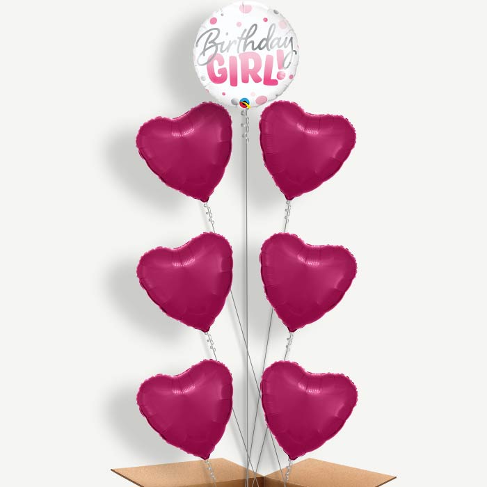 Birthday Girl Balloon Arrangement Inflated with Helium | Party Save Smile