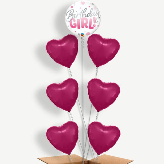 Birthday Girl Balloon Arrangement Inflated with Helium | Party Save Smile
