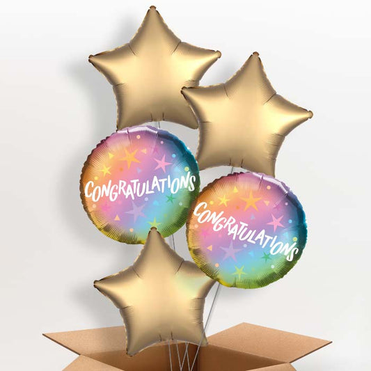 Congratulations Ombre Stars Helium Balloon in a Box - 5 Balloon | Party Save Smile