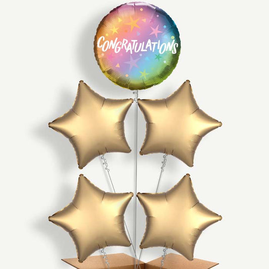 Congratulations Ombre Stars Helium Cluster Balloons | Party Save Smile