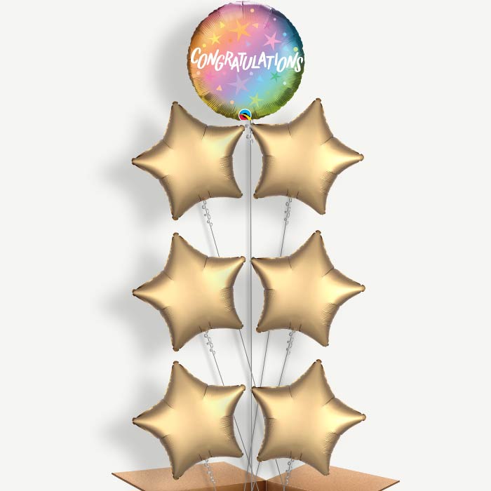 Congratulations Ombre Stars Helium Balloon Arrangement | Party Save Smile