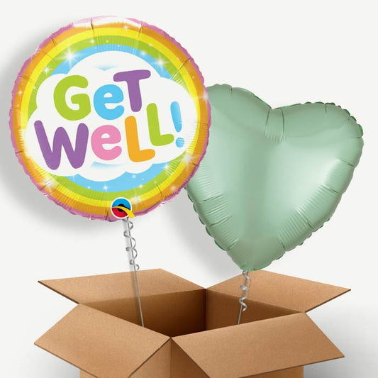 Get Well Soon Rainbow Helium Balloon Duo | Party Save Smile