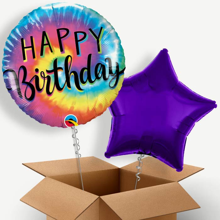 Tie Dye Happy Birthday Helium Balloon Two | Party Save Smile