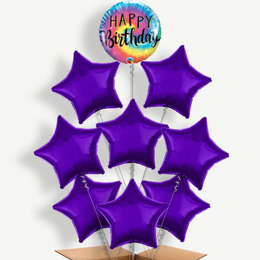 Tie Dye Happy Birthday Helium Balloon Bundle | Party Save Smile