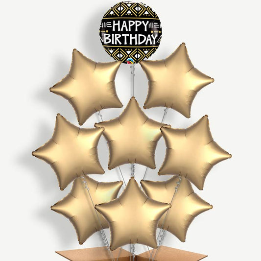 Mud Cloth Print Happy Birthday Helium Balloon Bundle | Party Save Smile