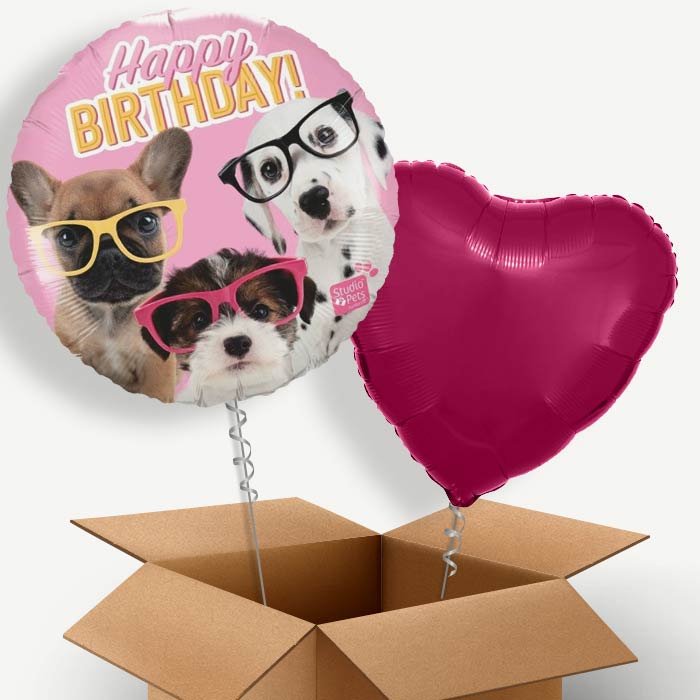 Puppy Happy Birthday Helium Balloon Couple | Party Save Smile