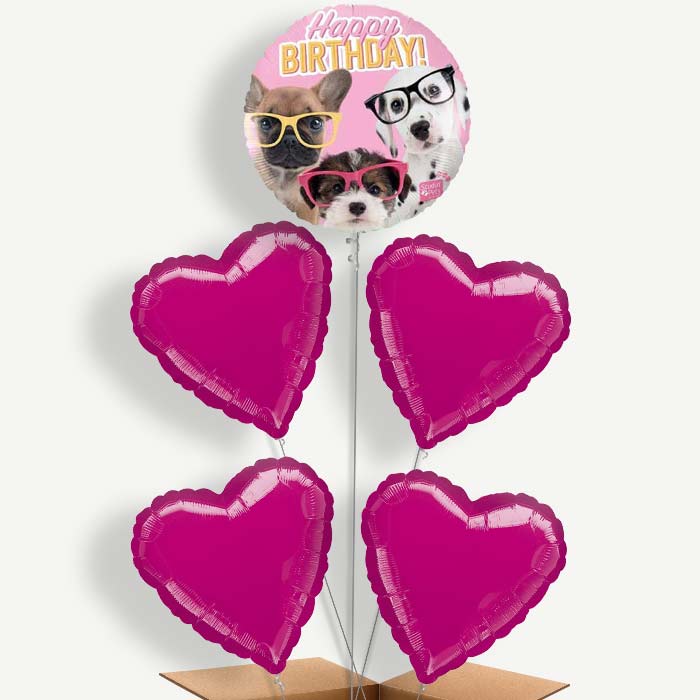 Puppy Happy Birthday Helium Cluster Balloons | Party Save Smile