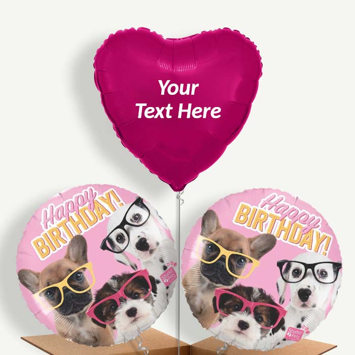 Personalisable Puppy Happy Birthday Helium Balloons | Party Save Smile