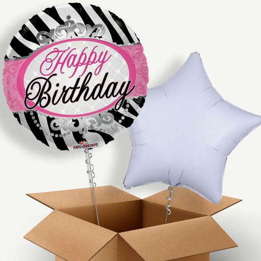 Happy Birthday Zebra Helium Balloon Two | Party Save Smile