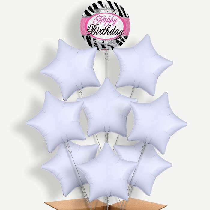 Happy Birthday Zebra Helium Balloon Bundle | Party Save Smile