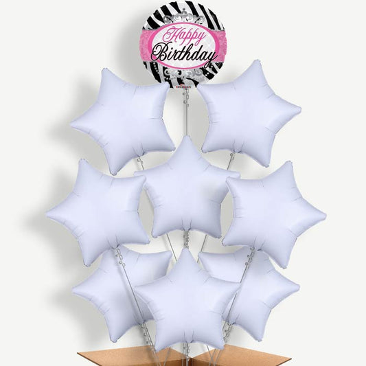 Happy Birthday Zebra Helium Balloon Bundle | Party Save Smile