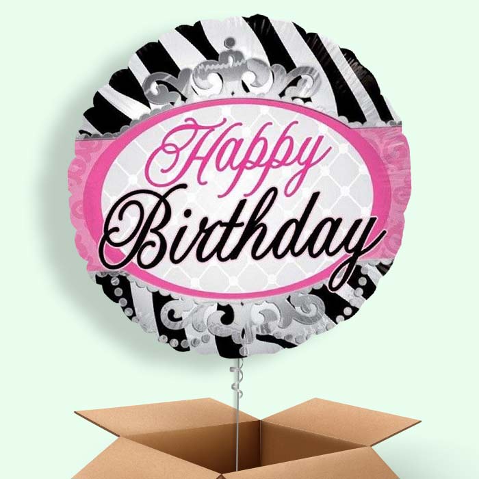 Happy Birthday Zebra Balloon in a Box - 1 Balloon | Party Save Smile